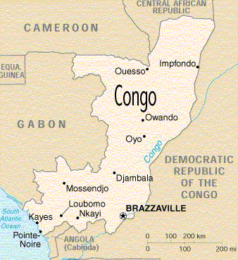 Mapa de Congo - Impresin para una lectura fcil.